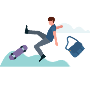 boy falling off skateboard
