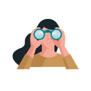 woman with binoculars empty state